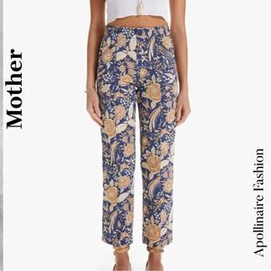 Mother Floral Print Jeans in Navy Tan Size 28 NWT